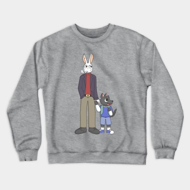 Rabbit & Wolf Cub Crewneck Sweatshirt by KammyBale